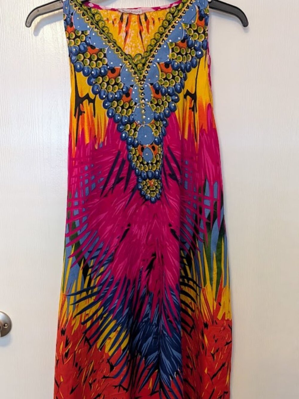 Vibrant Royal Paisley beach dress cover-up